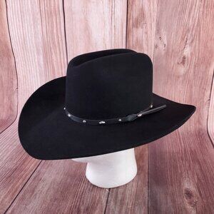 Stetson Stallion Cowboy Hat Size 6 7/8 Black XX Wool USA Western Pinch Front
